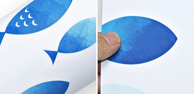 爽やかなブルーのお魚デザインの壁紙シール
