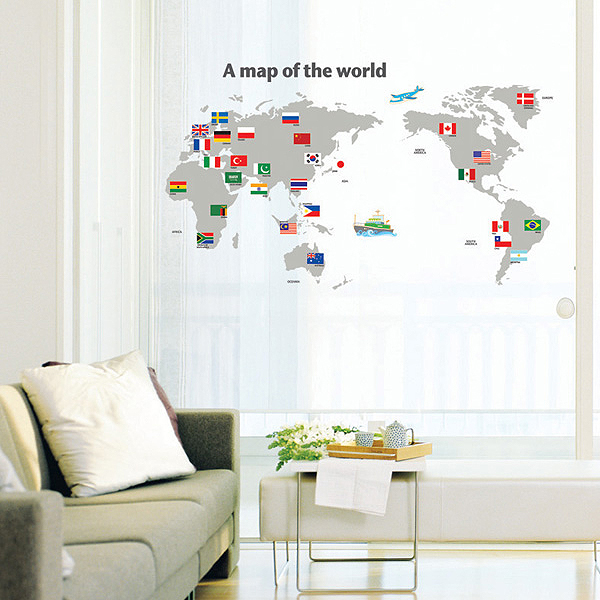 世界地図のウォールステッカー